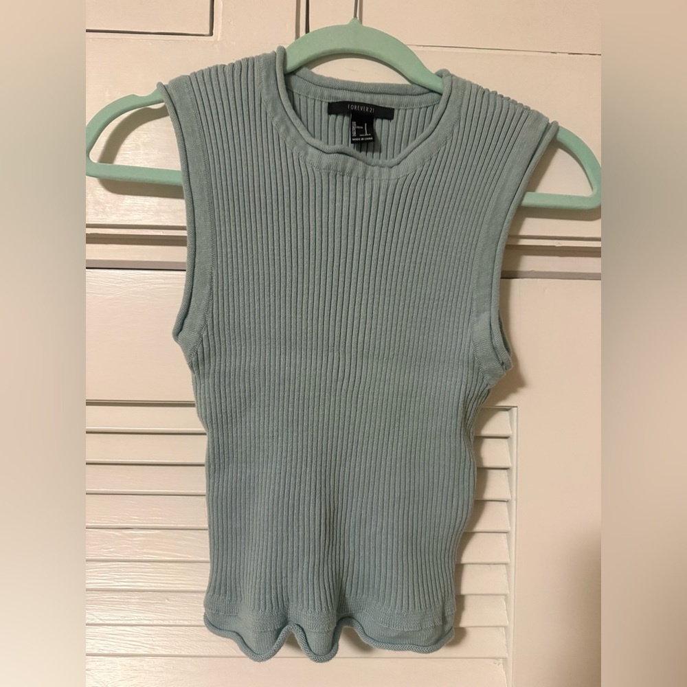 Forever 21 Sleeveless Ribbed Top - Dusty Blue